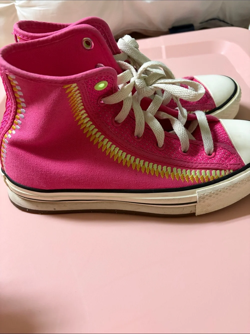 Converse Kids High-Top Sneakers in Bright Pink with White Accents